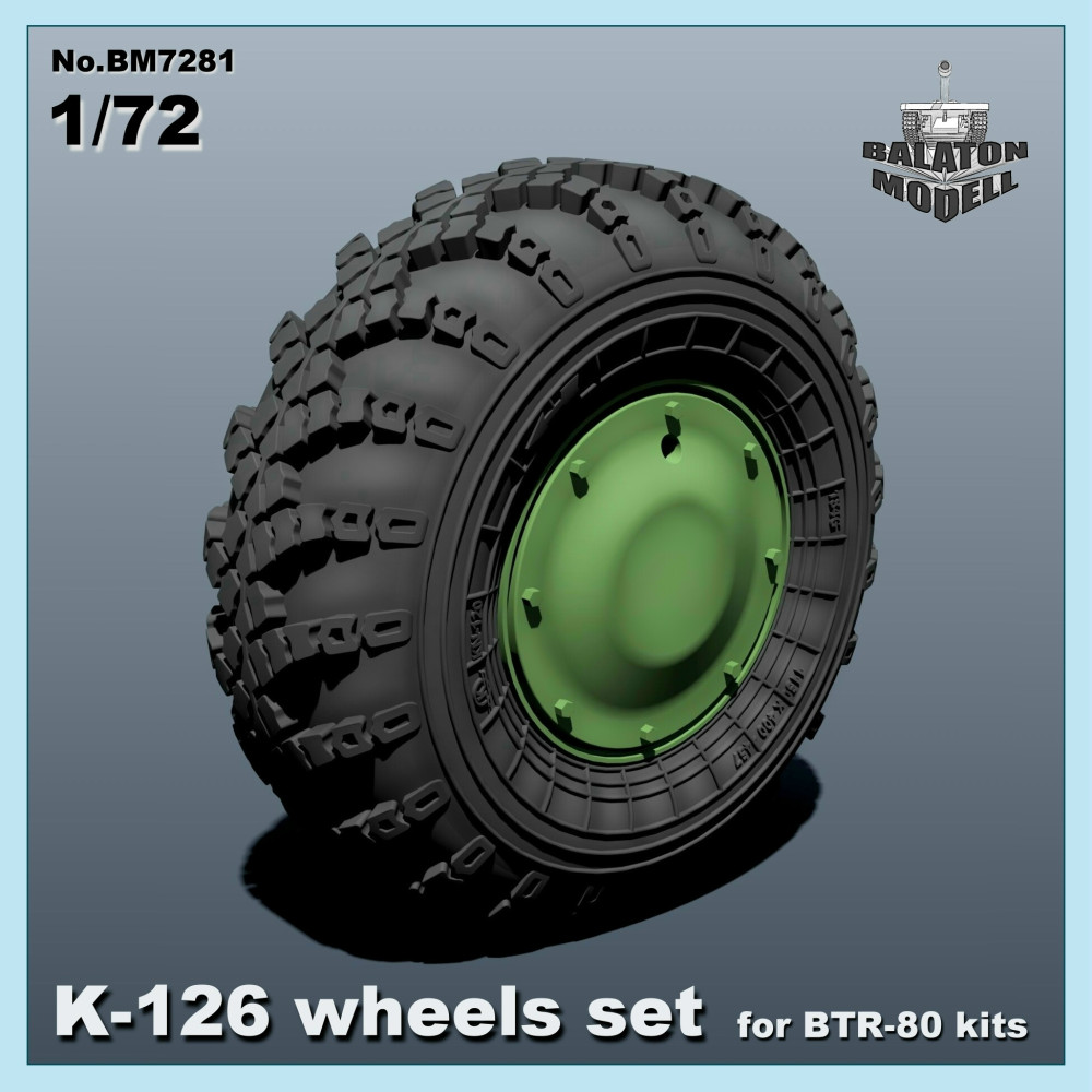 1:72 Колеса К-126 для комплекта БТР-80 / K-126 weighted wheels set for BTR-80A with armor disc (BCC) - BM7281