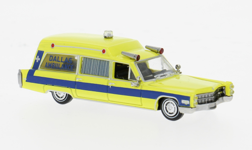 1:87 CADILLAC Miller Meteor Dallas Ambulance (1966), yellow/blue - 19779