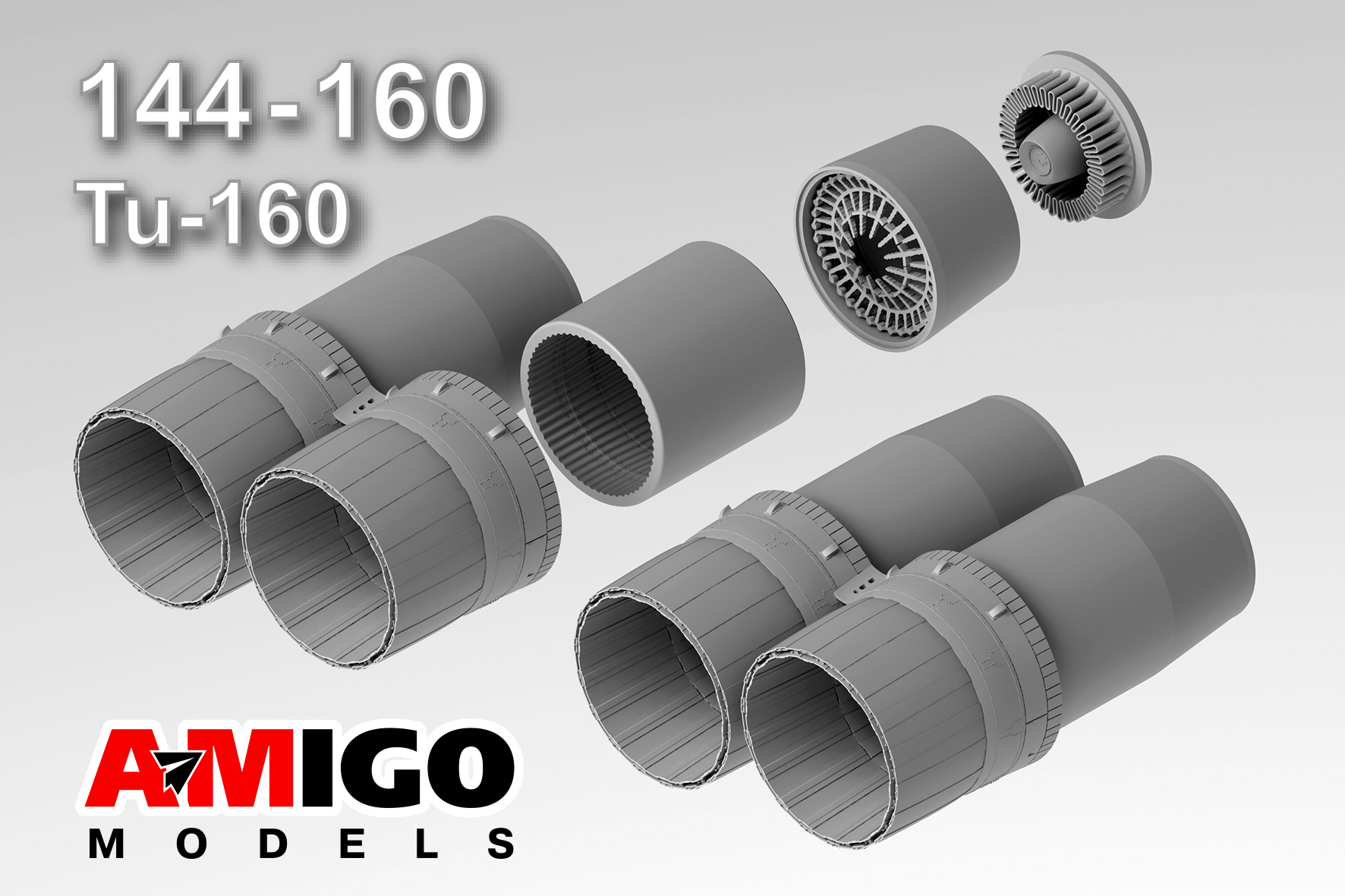 1:144 Сопла НК-32 самолёта Ту-160 - amg 144-160