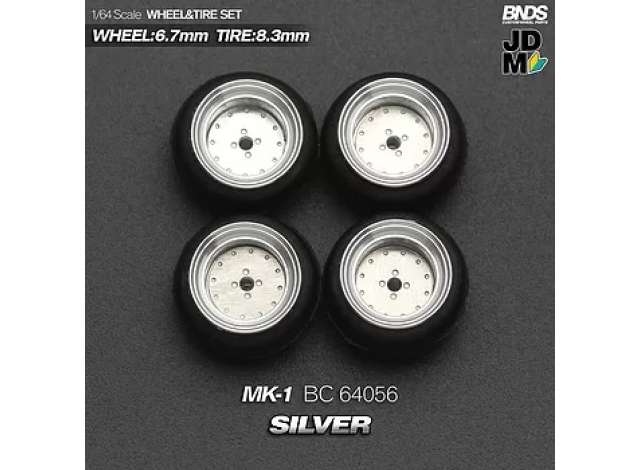 1:64 MK-1 Alloy Wheel & Rim set, silver/chrome - BC64056