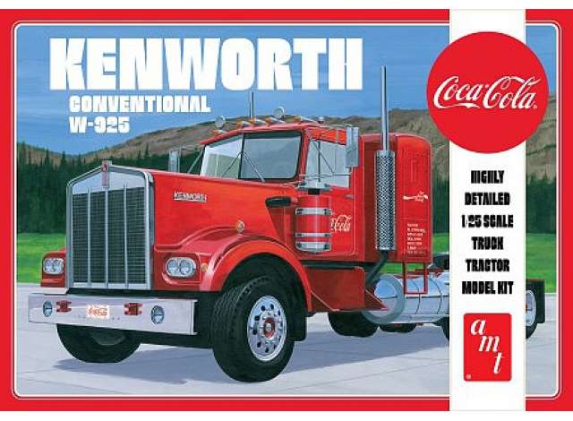 1:25 Сборная модель Kenworth 925 Tractor Coca-Cola, plastic modelkit, red - amts1286