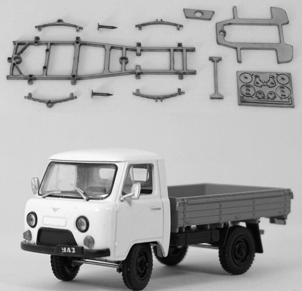 1:43 Рама с поворотным мостом для УАЗ-452, УАЗ-452Д, УАЗ-3309 - MAXP59