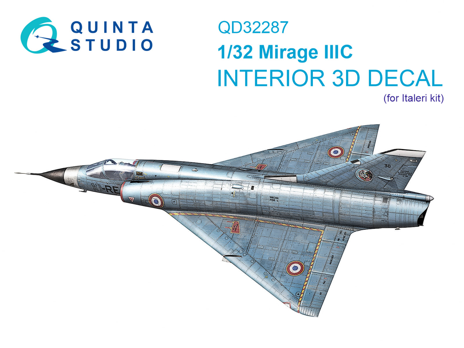 1:32 3D Декаль интерьера кабины Dassault Mirage IIIC (Italeri) - QD32287