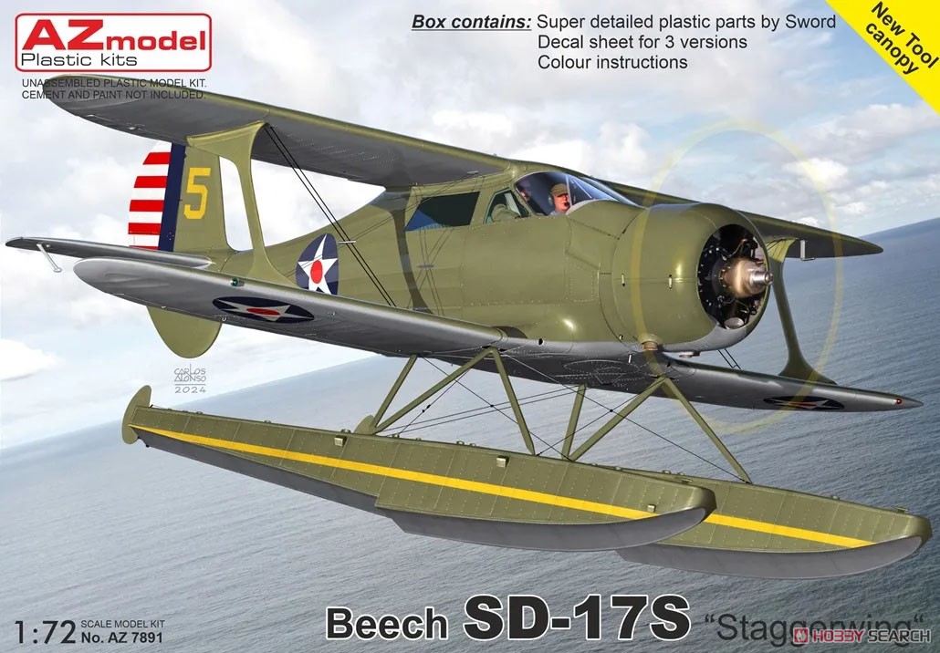 1:72 Сборная модель Beech SD-17S 'Staggerwing' - AZ7891