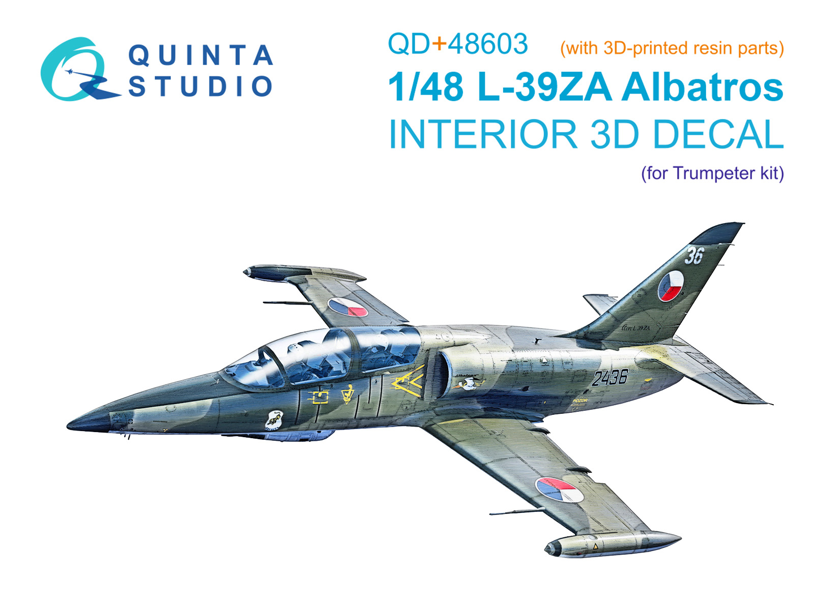 1:48 3D Декаль интерьера кабины L-39ZA (Trumpeter) (с 3D-печатными деталями) - QD+48603