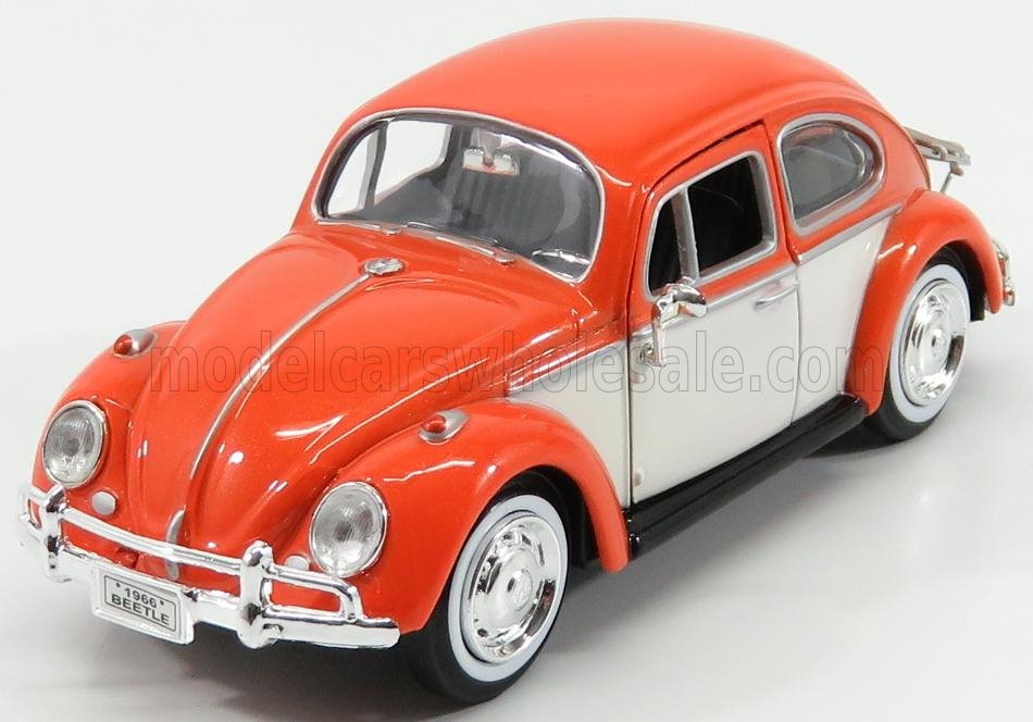 1:24 VOLKSWAGEN Beetle With Top Luggage Rack (1959), Orange White - 79558OR