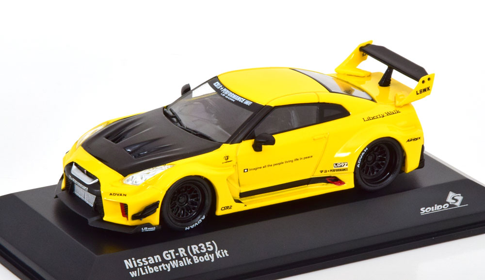 1:43 NISSAN GT-R (R35) Liberty Walk Body Kit, yellow black - S4311206
