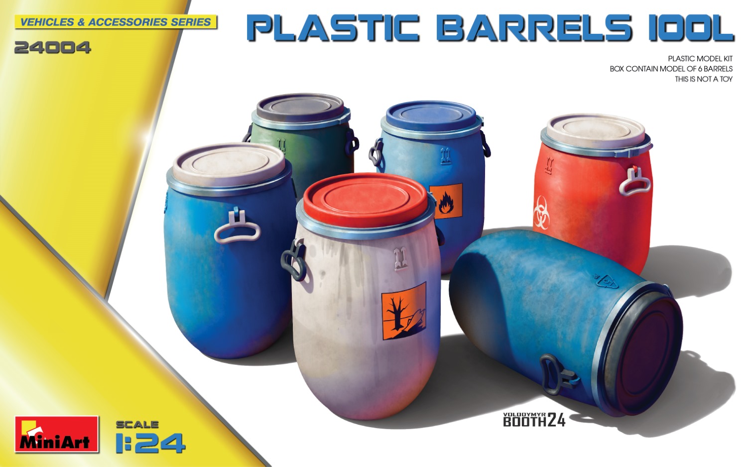 1:24 Сборная модель пластиковые бочки 100л / Plastic Barrels Oil, / - 24004