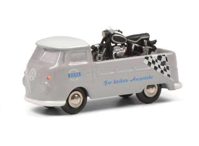 1:90 VOLKSWAGEN T1 + 1x BMW motorcycles *motorrad service*, grey / black - 05635