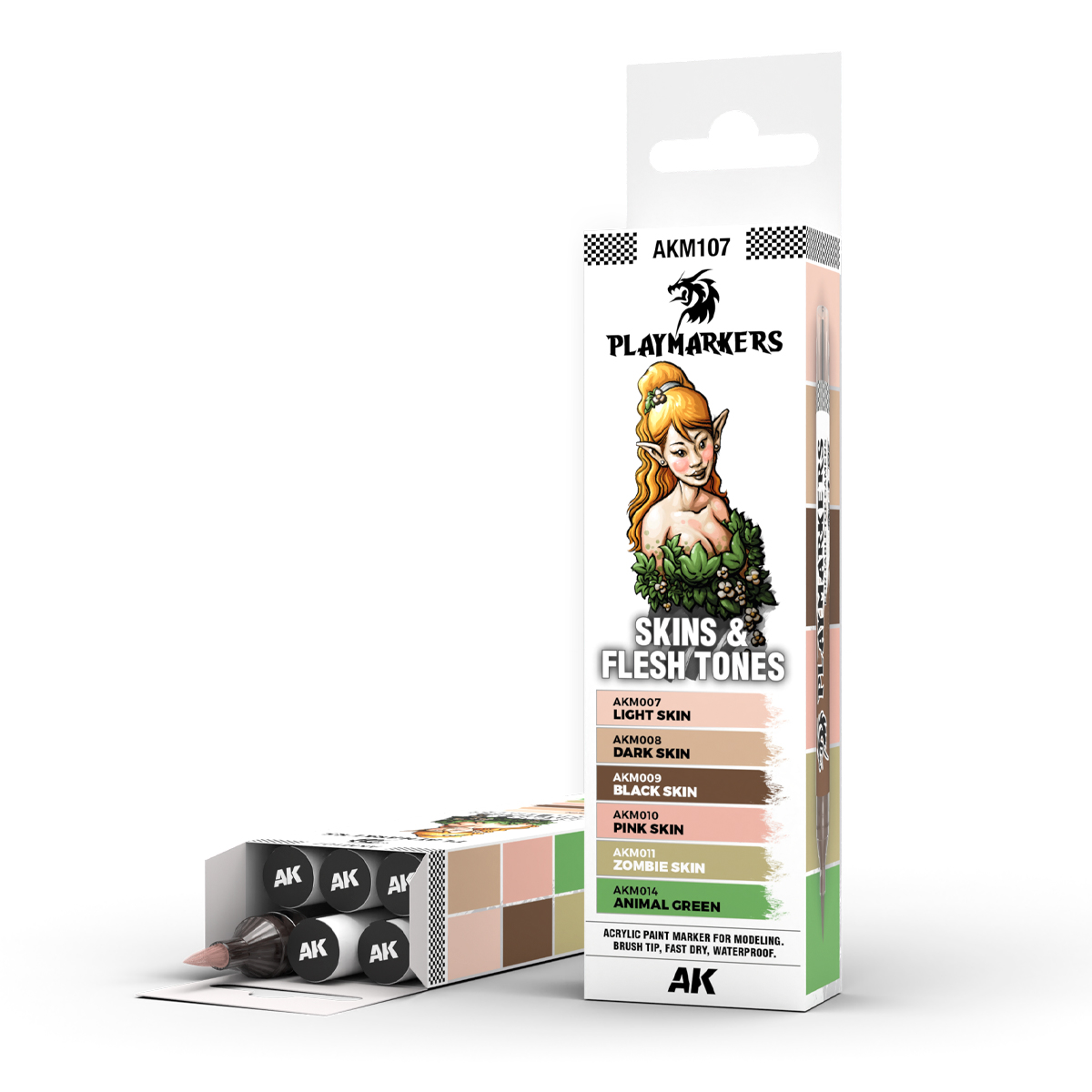Набор акриловых маркеров PLAYMARKER - Оттенки кожи / SKINS & FLESH TONES – PLAYMARKER SET - AKM107