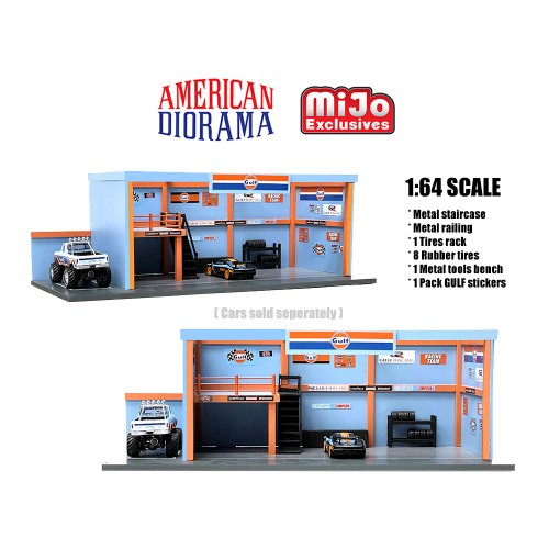 1:64 ACCESSORIES | DIORAMA GULF GARAGE OFFICINA | LIGHT BLUE ORANGE - 76531