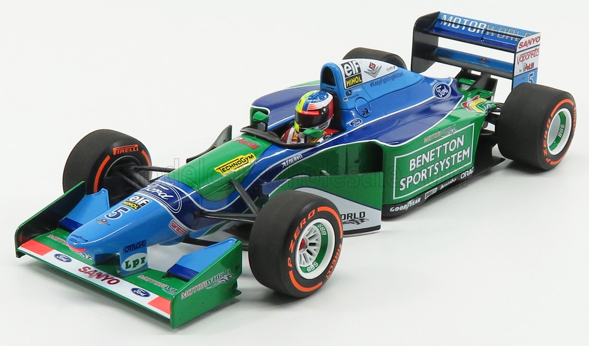 1:18 BENETTON F1 B194 Ford Mild Seven (car Of Michael Schumacher (1994) World Champion) Demonstration Run Gp Belgium Spa (2017) Mick Schumacher, Blue Green - 510941705