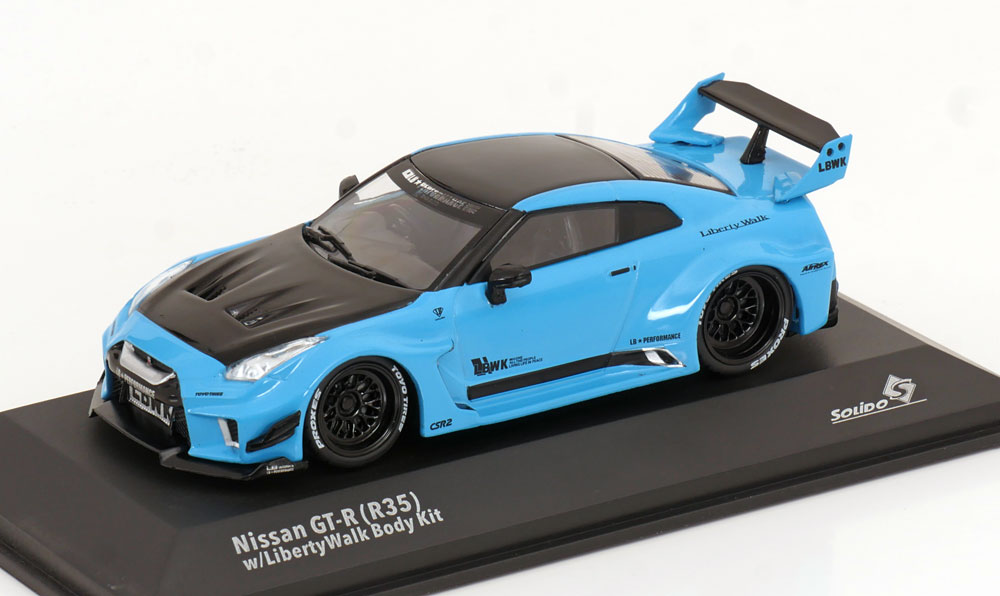 1:43 NISSAN GT-R (R35) Liberty Walk Body Kit (2019), blue black - S4311209