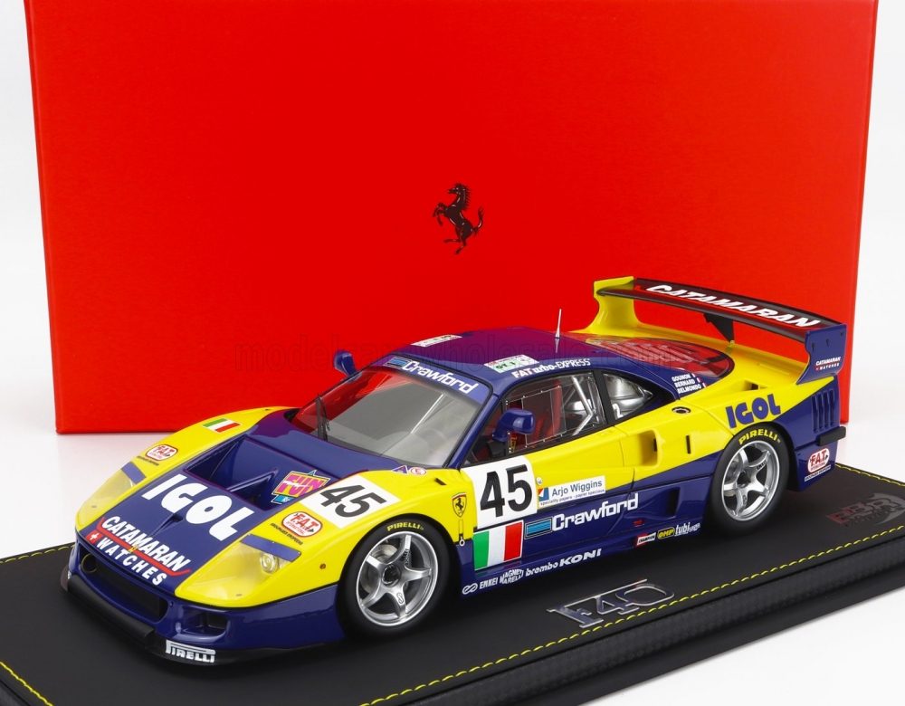 1:18 FERRARI F40 Gte 3.5l Turbo V8 Team Ennea Srl Igol N45 24h Le Mans (1996) J.M.Gounon - E.Bernard - P.Belmondo, Yellow Blue - P18139G-VET