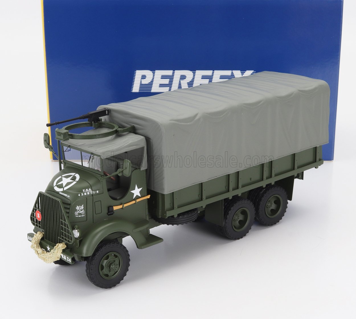 1:43 GMC 353 Afkwx Truck Bache Military Telonato 3-assi (the Red Bull) (1944), Military Green - PE740