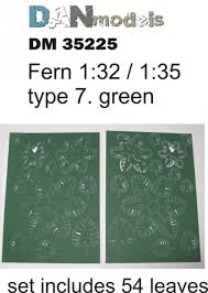 1:32 листья папоротника зелёные набор № 7 - DM35225