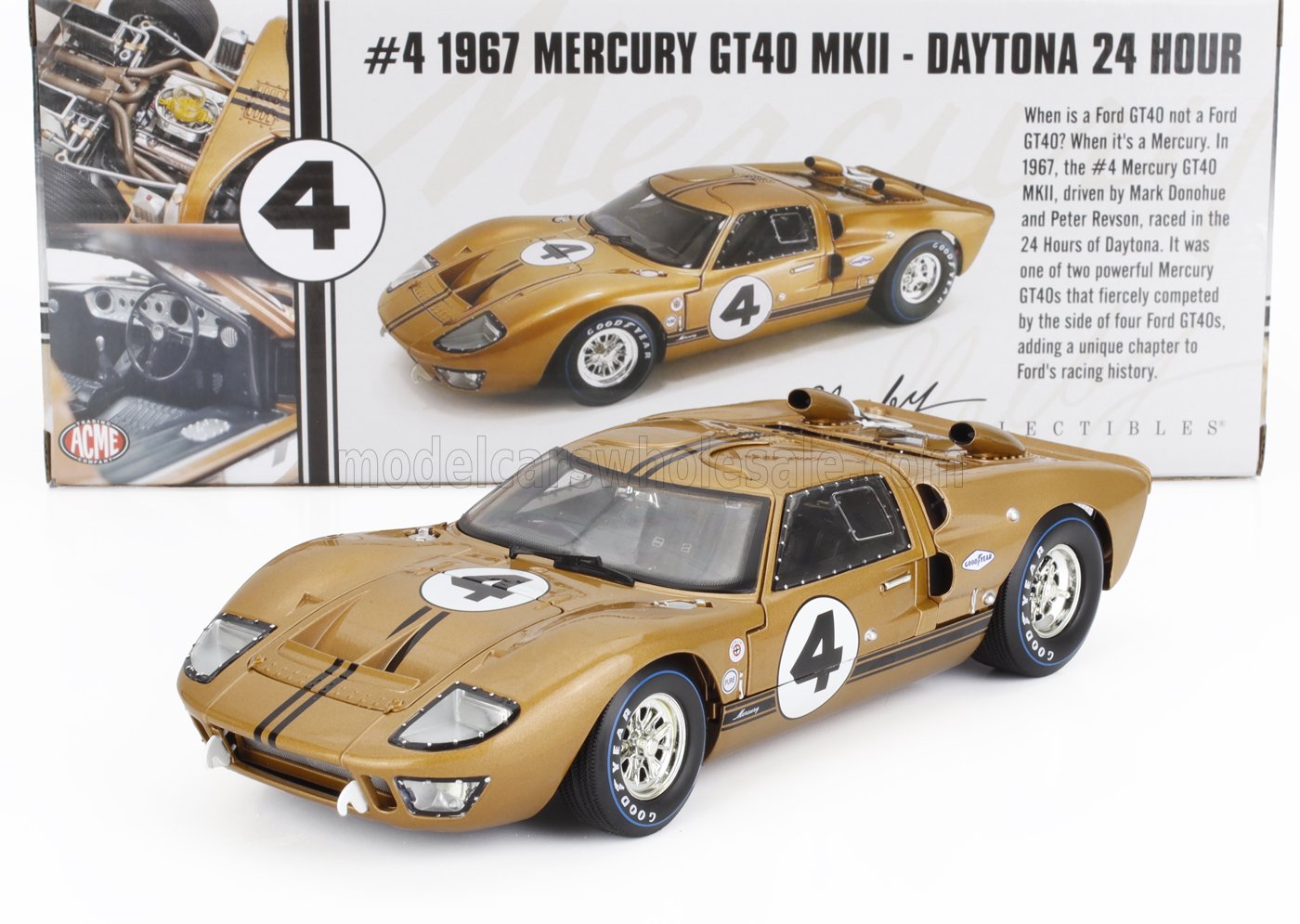 1:18 FORD Mercury Gt40 Mkii 7.0l V8 Team Holman & Moody №4 24h Daytona (1967) Mark Donohue - Peter Revson, Copper Met - SC18002