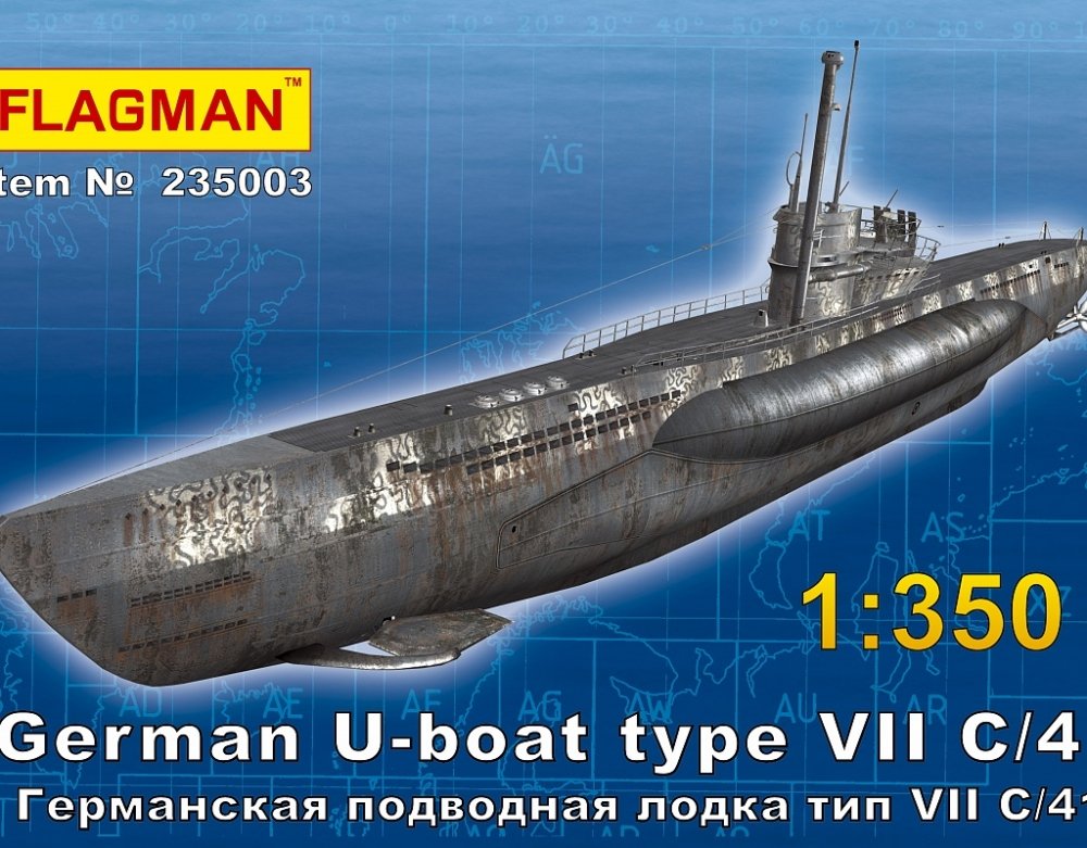 1:350 Сборная модель Германская подводная лодка тип VII С/41 - 235003