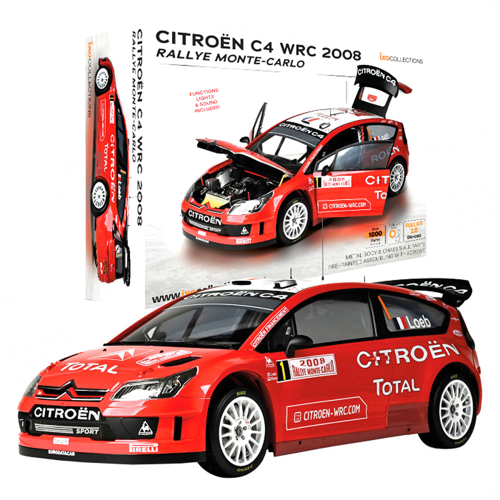 1:8 Сборная модель CITROEN C4 WRC No 1  Rally Monte Carlo World Champion, Loeb/Elena (2008) - 520010120