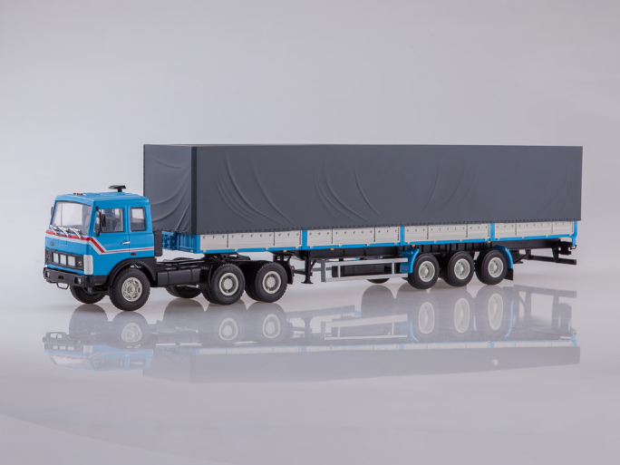 1:43 Минский-6422 с трёхосным полуприцепом Минский-9758, голубой - 101579-X2