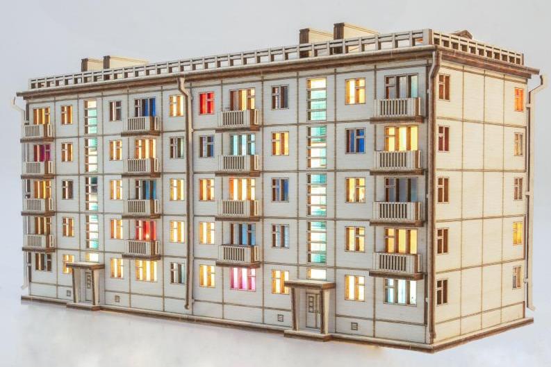 Сборная модель Хрущёвка пятиэтажный дом - 13012