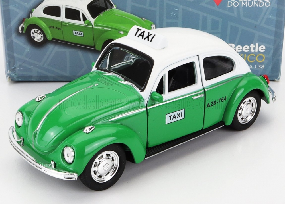 1:38 VOLKSWAGEN Beetle Maggiolino Taxi Mexico (1969), Green White - TXVWBEETLE