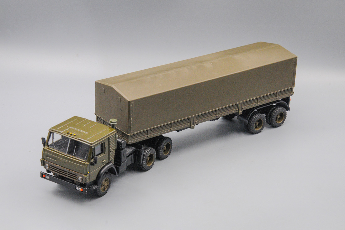 1:43 Камский 5410 тягач с полуприцепом, тент (хаки) ДИСКИ ХАКИ - ELK-1102