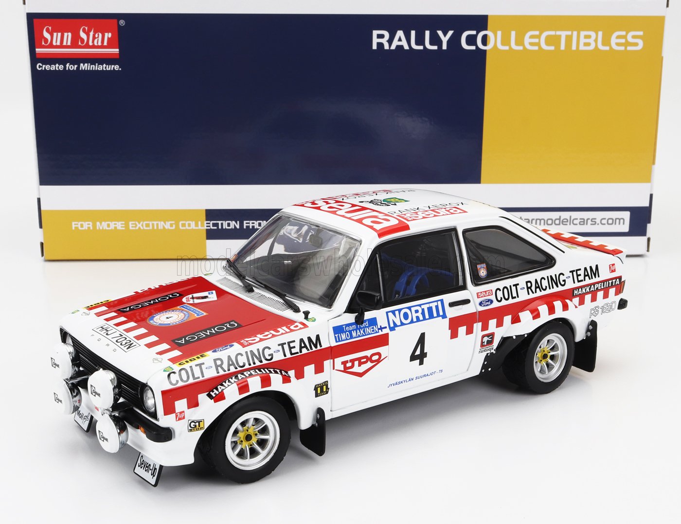 1:18 FORD ENGLAND Escort Mkii Rs 1800 (night Version) №4 3rd Rally 1000 Lakes (1975) Timo Makinen - Henry Liddon, White Red - 4856