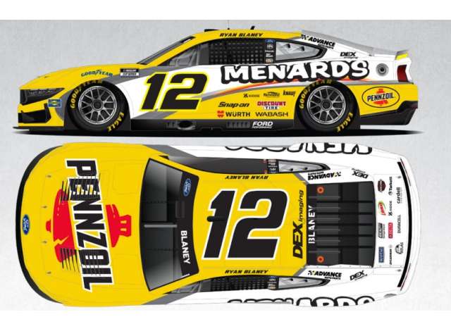1:64 Ford Mustang #12 Ryan Blaney *Pennzoil*, yellow/white 2025 - C122565PENRB