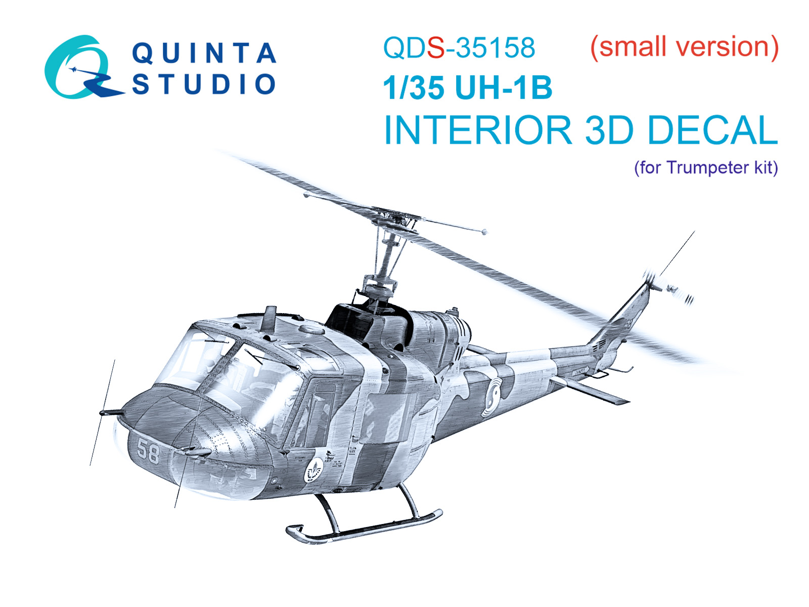 1:35 Декаль интерьера кабины UH-1B (Trumpeter) (Малая версия) - QDS-35158