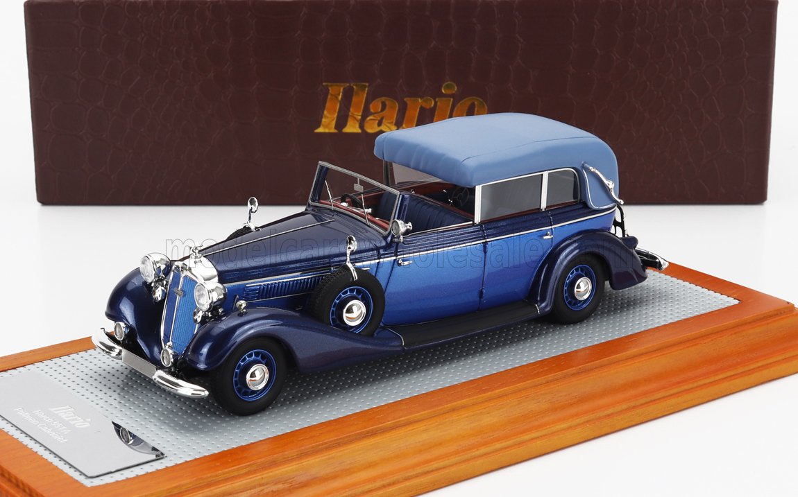 1:43 HORCH 951a Pullman Original Car Semiconvertible Cabriolet Closed (1937), 2 Tone Blue - IL43191
