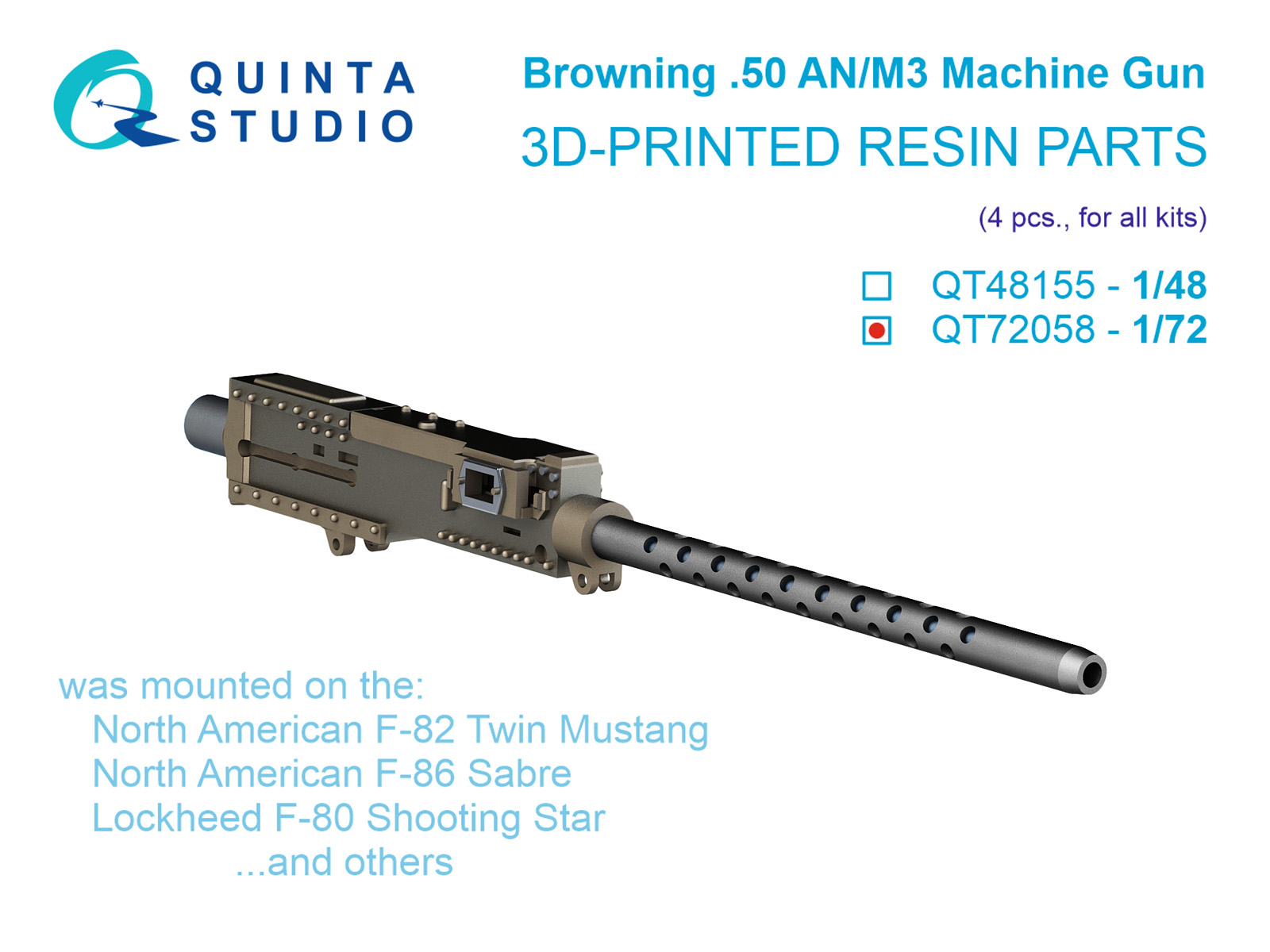 1:72 Авиационный пулемет Browning .50 ANM3, 4 шт (для всех моделей) - QT72058