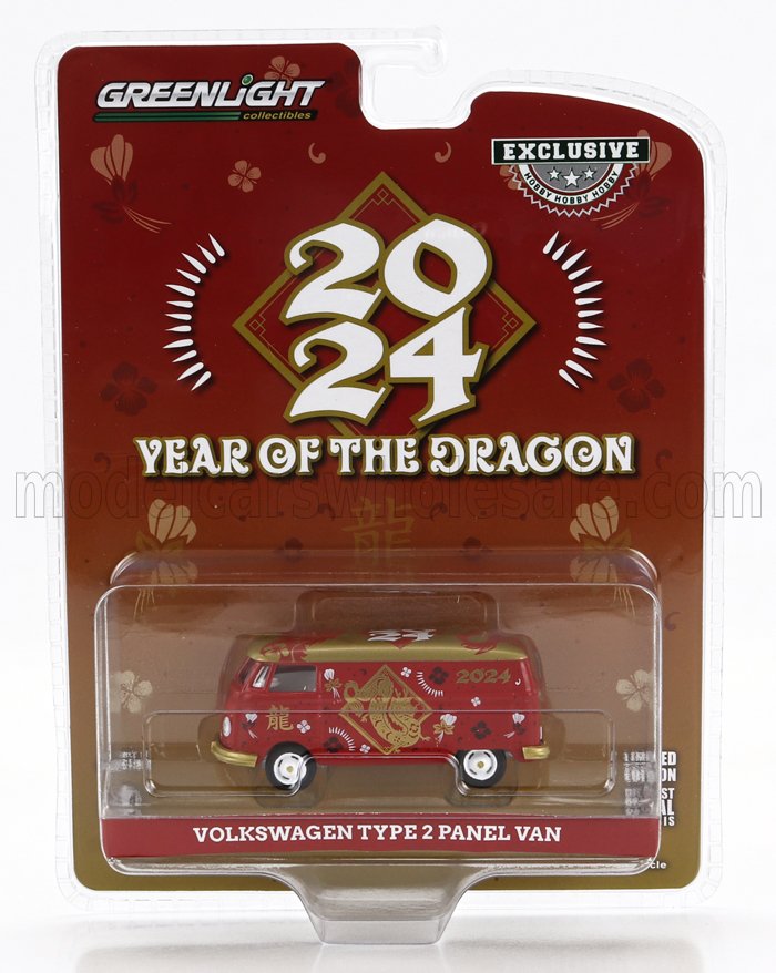 1:64 VOLKSWAGEN T1 Panel Van (1962) - Chinese Zodiac 2024 Year Of The Dragon, Red Gold - 30479