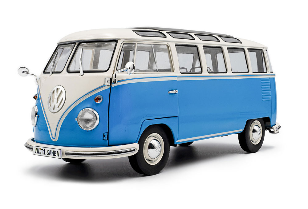 1:18 VOLKSWAGEN T1 Samba bus (1962), blue white - S1813401