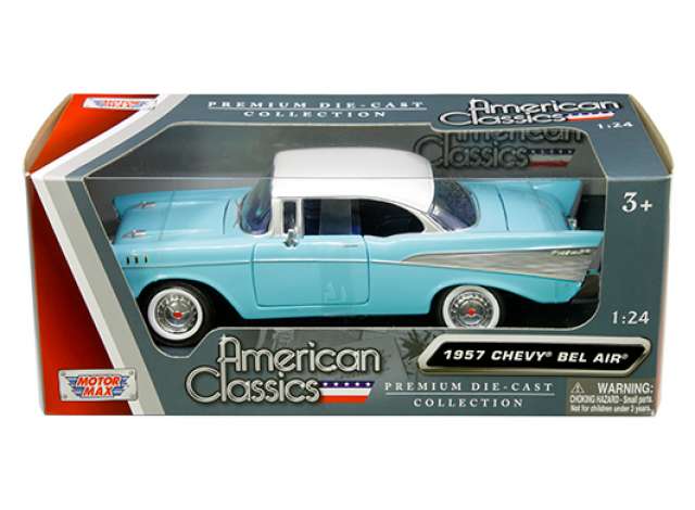 1:24 CHEVROLET Bel Air Hardtop (1957), light blue with white roof - mmax73228b
