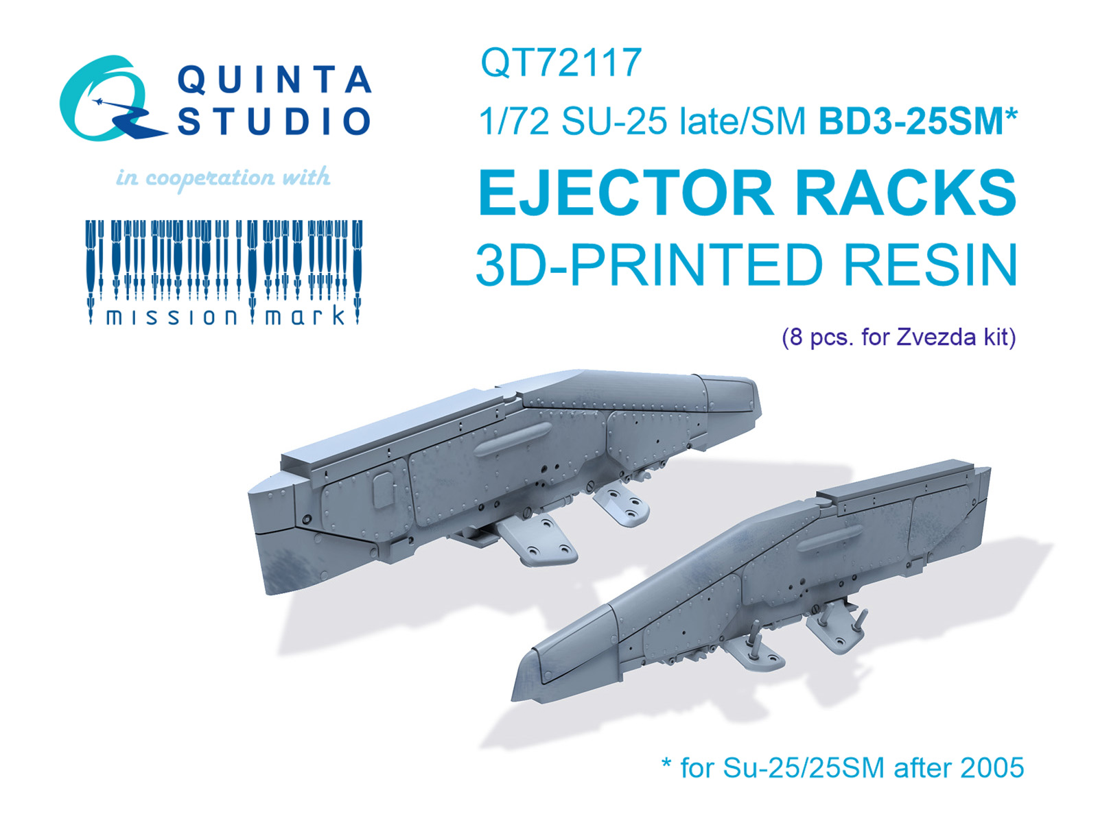 1:72 Держатели для Су-25/25СМ БДЗ-25СМ, 8 шт. (после 2005 г.) (Звезда) - QT72117