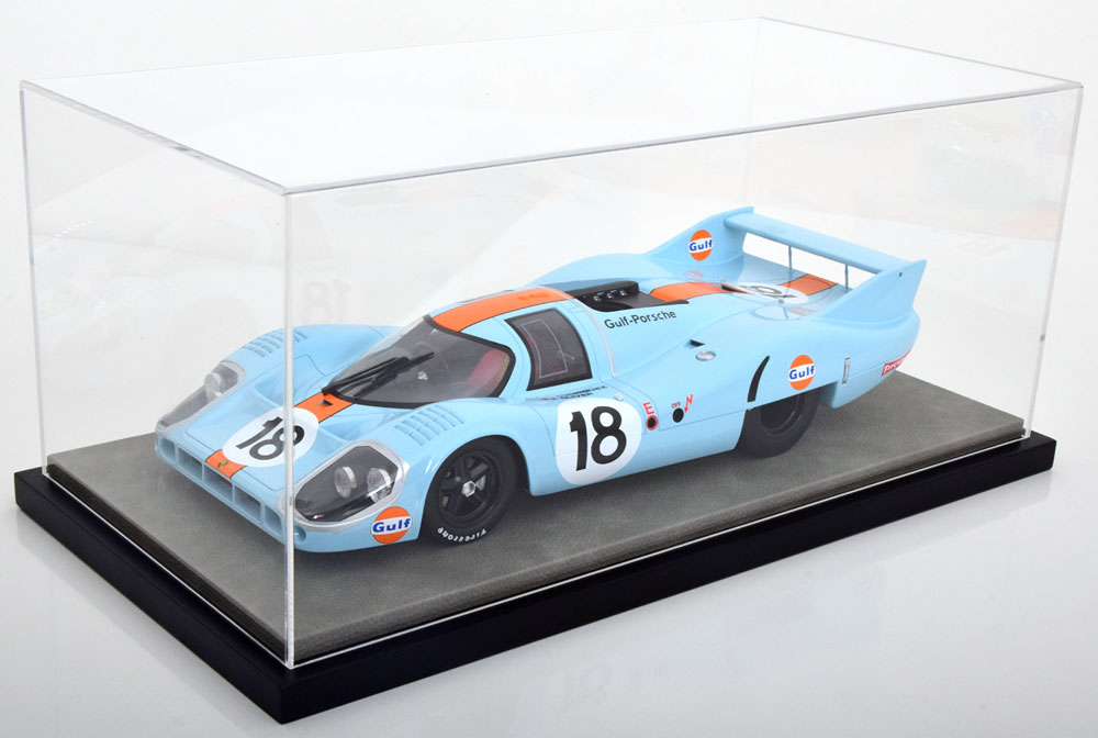 1:12 VITRINE Luxus-Version mit Kunstleder auf MDF-Bodenplatte stackable, Maße: Länge 48cm, Tiefe 25cm, Höhe 21cm, grey - JC-L12GR