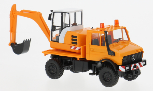 1:87 MERCEDES-BENZ  Unimog с экскаватором (1975), оранжевый - 064704