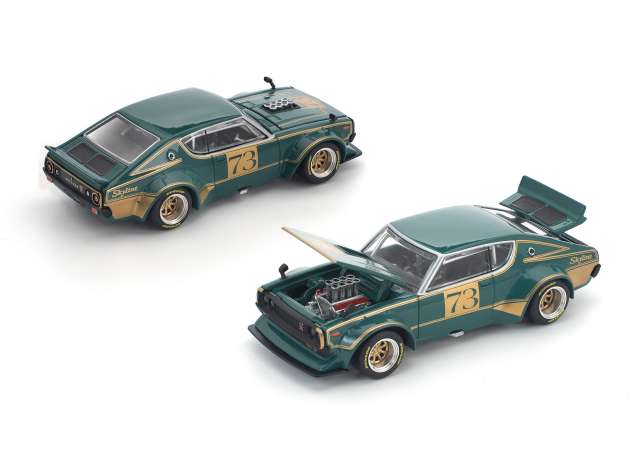 1:64 NISSAN Skyline KPGC110 Kenmaeri Racing #73, green/gold - PR640366