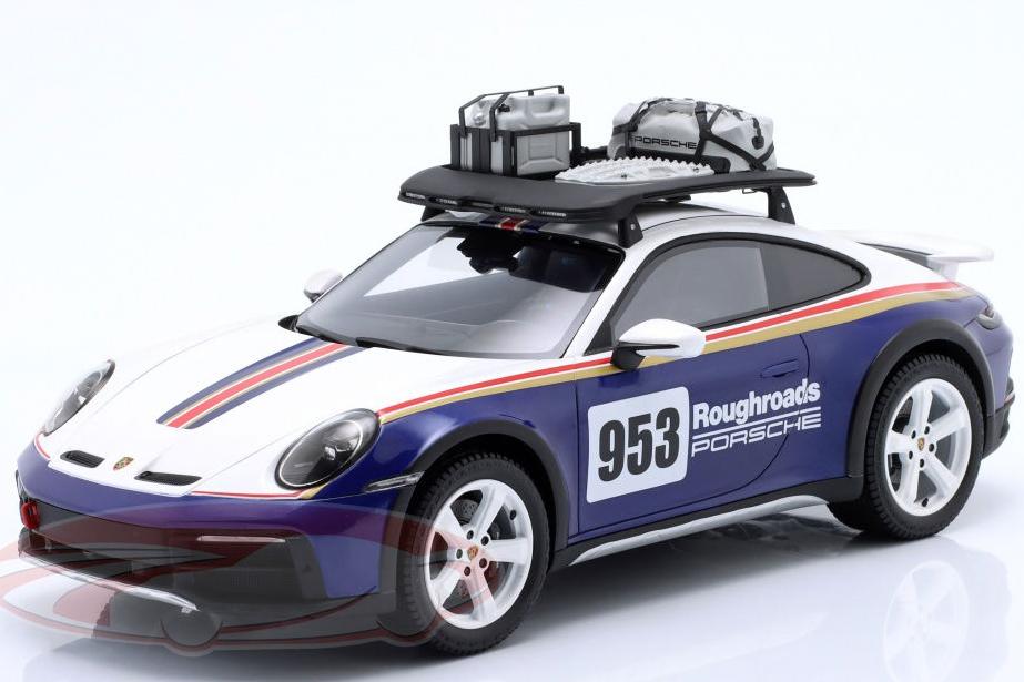 1:18 PORSCHE 911 (992) Dakar №953 Roughroads Rallye Design Paket, blue / white / red / gold (Roughroads Design) - WAP0210010PDKF
