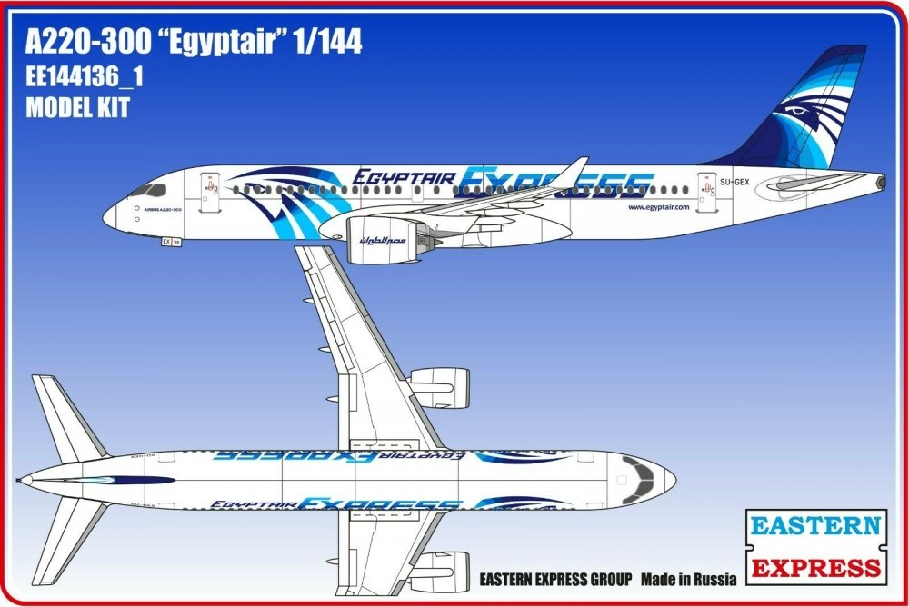 1:144 Сборная модель Авиалайнер А220-300 Egyptair ( Limited Edition ) - 144136-1