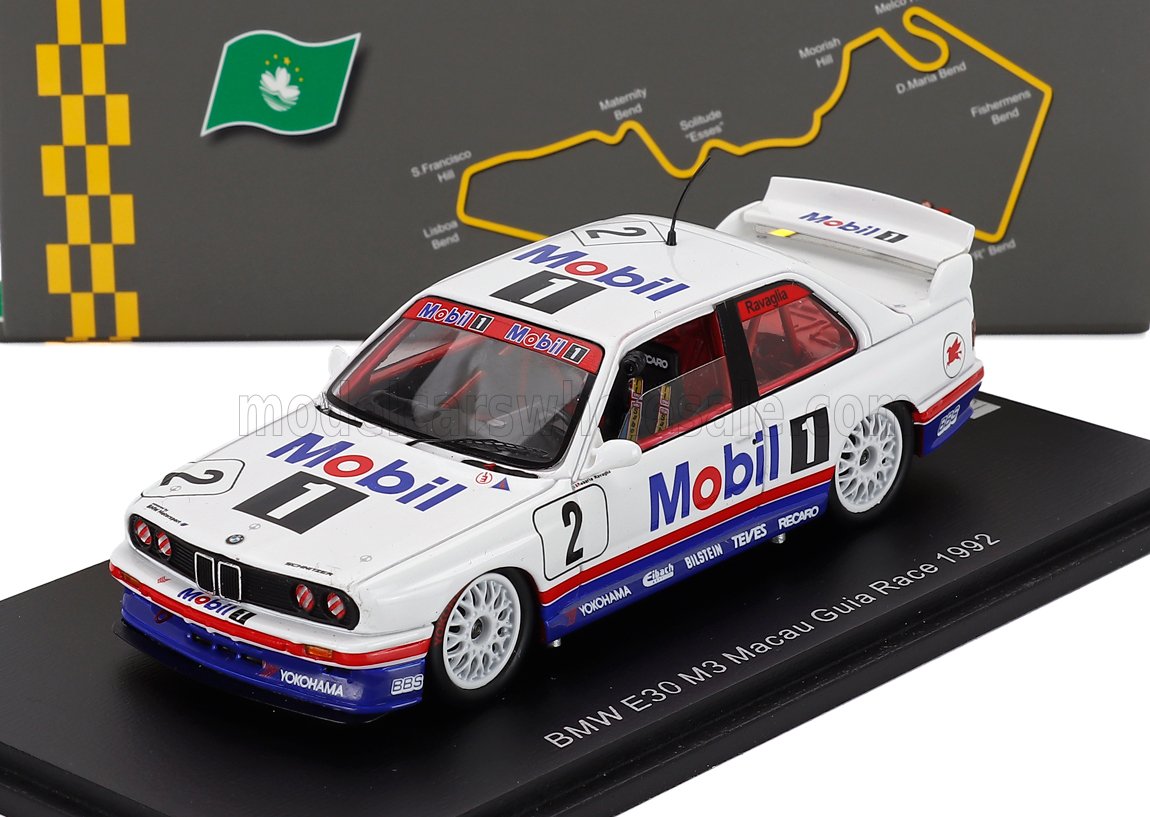 1:43 BMW 3-series (e30) M3 Mobil1 №2 Macau Guia Race (1992) Roberto Ravaglia, White Black Red - SA249