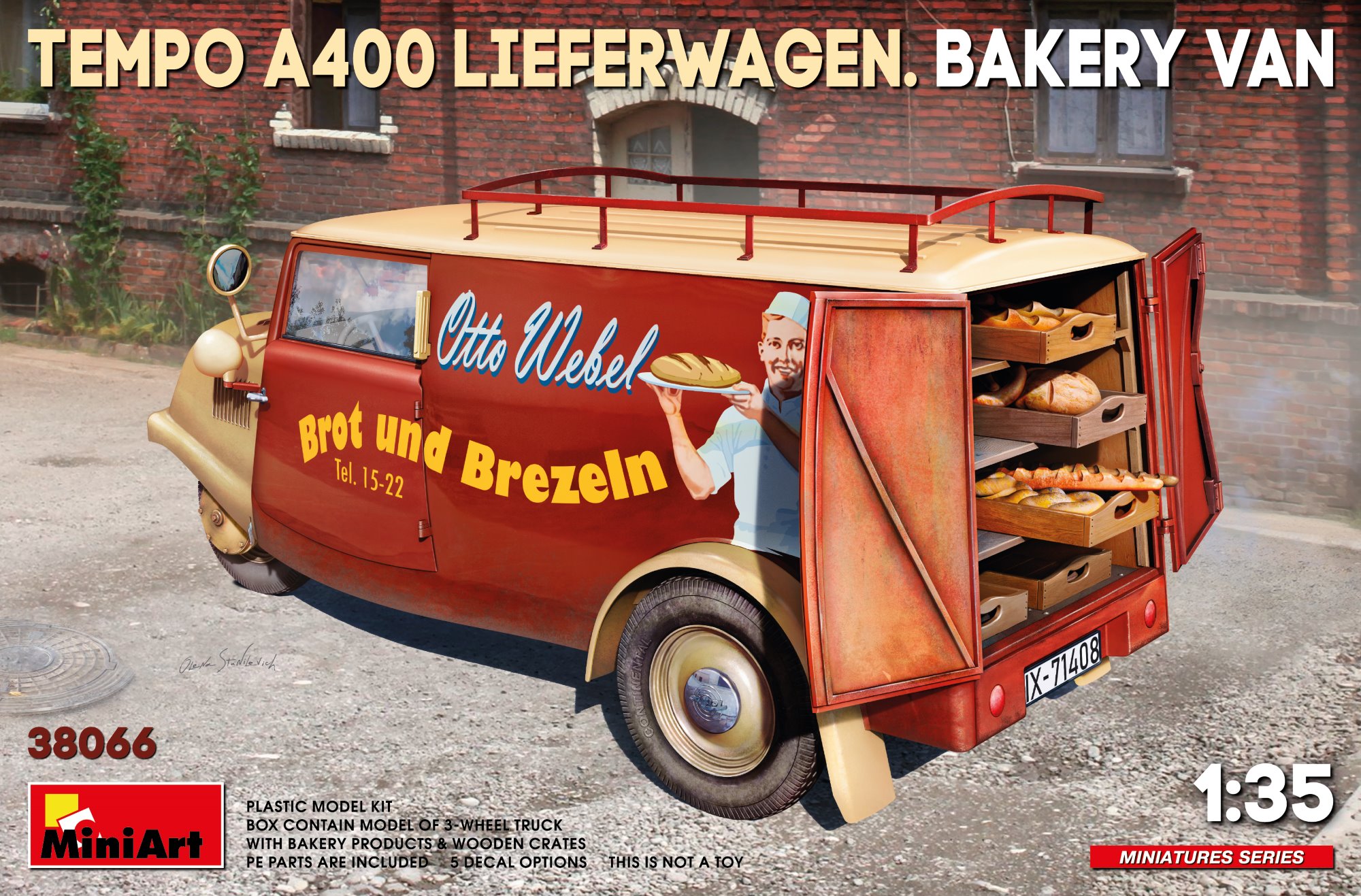 1:35 Сборная модель TEMPO A400 Lieferwagen 3-wheels Bakery Van Truck (1962) - 38066