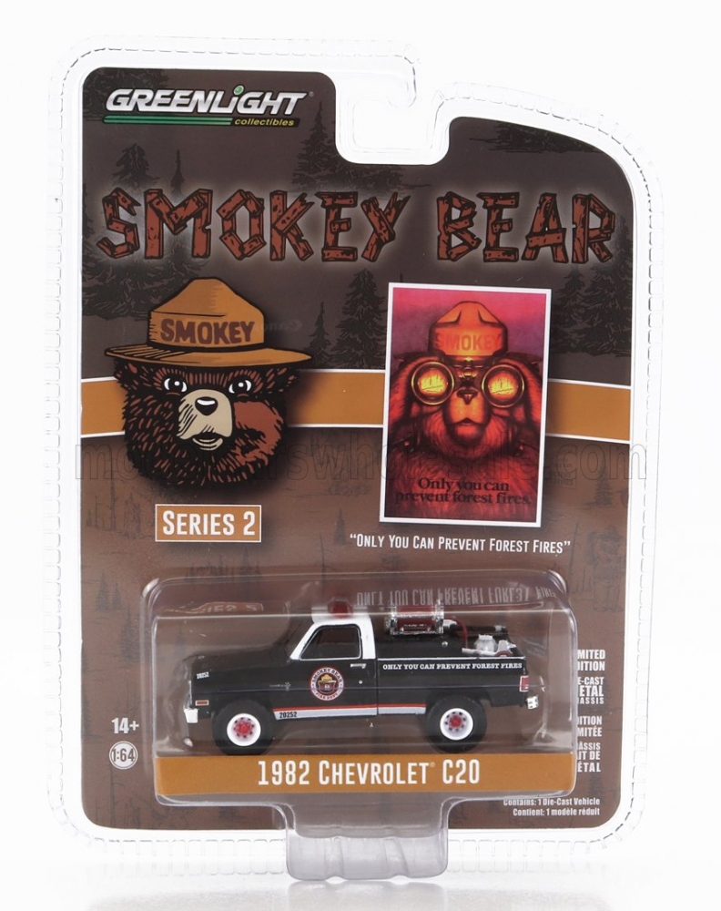 1:64 CHEVROLET C-20 PICK-UP FOREST POLICE (1982) - SMOKEY BEAR, BLACK WHITE - 38040C