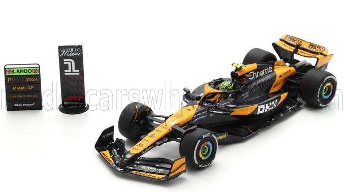 1:43 McLAREN F1 Mcl38 Team Mclaren №4 Winner Miami Gp (2024) First F1 Victory Lando Norris, Orange Black - S9523