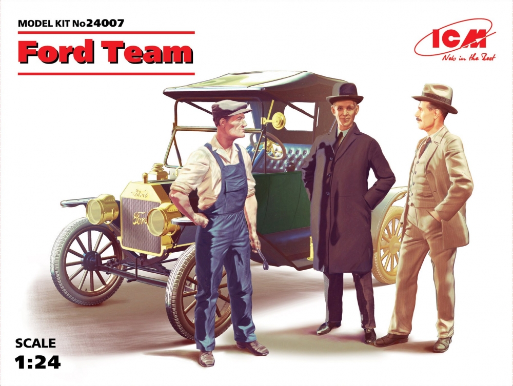 1:24 Сборная модель Автомобиль Model T 1913 Roadster и набор фигур команда Форда - 24007