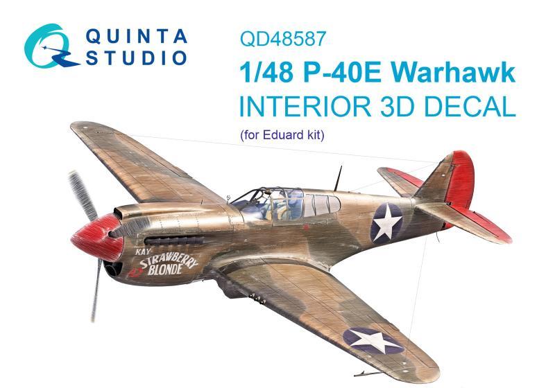 1:48 3D Декаль интерьера кабины P-40E Warhawk (Eduard) - QD48587