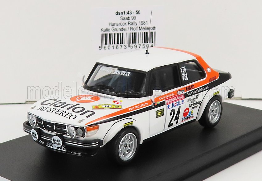 1:43 SAAB 99 №24 Rally Hunsruck (1981) K.Grundel - R.Melleroth, White Orange Black - TRFDSN50