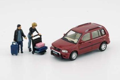 1:64 MAZDA 1994 Demio, red with some figures - BM64B0309rhd