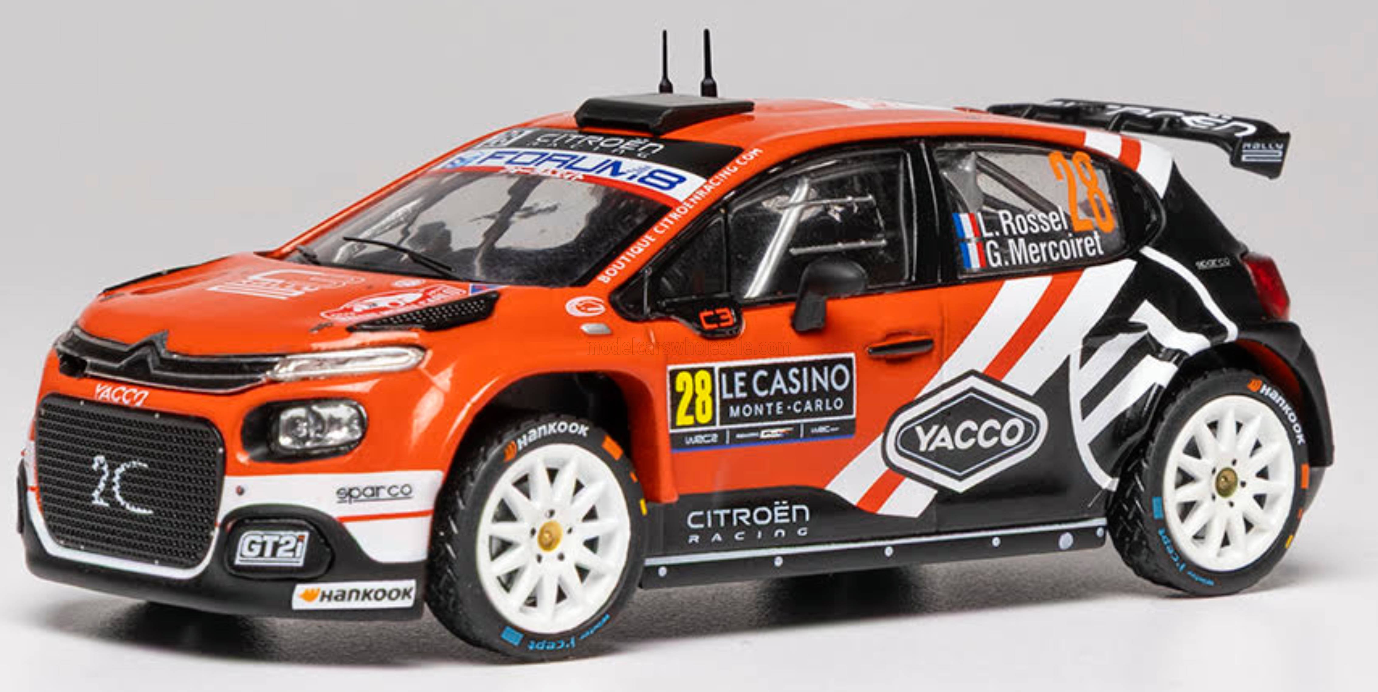 1:43 CITROEN C3 WRC RALLY2 Team 2C Competition №28 Winner Rally Monte Carlo Leo Rossel - Gregoire Mercoiret (2026) - RAM1030